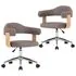  Scaune pivotante, 2 buc., gri taupe, lemn curbat & textil