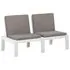  Set mobilier de grădină cu perne, 3 piese, alb, plastic