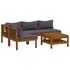  Set mobilier de grădină cu perne, 5 piese, lemn masiv acacia
