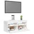 Comodă TV cu lumini LED, alb extralucios, 90x35x40 cm