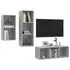  Set de dulapuri TV, 3 piese, gri beton, lemn prelucrat