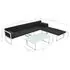  Set mobilier de grădină cu perne, 4 piese, negru, aluminiu   
