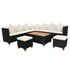  Set mobilier de grădină cu perne, 7 piese, negru, poliratan