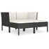  Set mobilier de grădină cu perne, 4 piese, negru, poliratan