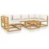  Set mobilier grădină cu perne, 7 piese, crem, lemn masiv acacia