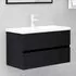 Set mobilier de baie, 2 piese, negru, PAL