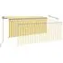  Copertină retractabilă manual cu stor, galben&alb, 3,5x2,5 m