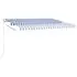  Copertină retractabilă manual cu LED, albastru/alb, 450x350 cm