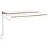  Copertină retractabilă manual cu LED, crem, 450x350 cm