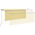  Copertină retractabilă manual cu stor, galben&alb, 3,5x2,5 m
