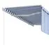  Copertină retractabilă manual cu stor, albastru & alb, 3x2,5 m