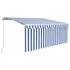  Copertină retractabilă manual cu stor, albastru & alb, 3x2,5 m