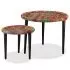  Set măsuțe cafea, 2 buc., detalii chindi împletite, multicolor