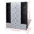  Dulap modular cu 18 compartimente alb și negru 37x146x180,5 cm