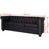  Canapea Chesterfield cu 3 locuri, piele artificială, negru  