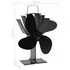  Ventilator de sobă cu alimentare termică, 4 palete, negru
