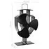  Ventilator de sobă cu alimentare termică, 3 palete, negru