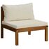  Set mobilier grădină perne alb crem, 3 piese, lemn masiv acacia