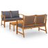  Set mobilier de grădină cu perne, 3 piese, lemn masiv acacia