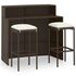  Set mobilier bar de grădină cu perne, 3 piese, maro
