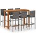  Set mobilier bar de grădină cu perne, 7 piese, gri