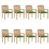 Set 8 bucati scaune de gradina stivuibile cu perne, verde