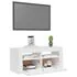  Comodă TV cu lumini LED, alb extralucios, 90x35x40 cm