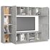  Set de dulapuri TV, 8 piese, gri beton, lemn prelucrat