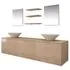  Set mobilier baie 10 piese cu chiuvete și robinete incluse, Bej