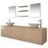  Set mobilier baie 10 piese cu chiuvete și robinete incluse, Bej