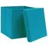   Cutii depozitare cu capace 4 buc. albastru, 32x32x32 cm, textil