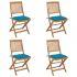 Set 4 bucati scaune gradina pliabile cu perne, albastru deschis