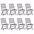 Set 8 bucati scaune pliabile de exterior cu perne, antracit