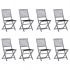 Set 8 bucati scaune pliabile de exterior cu perne, negru