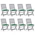 Set 8 bucati scaune pliabile de exterior cu perne, verde