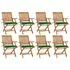 Set 8 bucati scaune pliabile de gradina cu perne, verde
