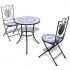  Set mobilier bistro, 3 piese, albastru/alb, plăci ceramice