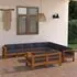  Set mobilier grădină perne gri închis, 10 piese, lemn acacia