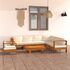  Set mobilier grădină perne alb/crem, 8 piese, lemn masiv acacia