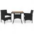  Set mobilier grădină, 3 piese, negru, poliratan și lemn acacia