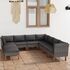  Set mobilier de grădină cu perne, 9 piese, gri, poliratan