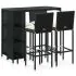 Set mobilier bar de grădină cu perne, 5 piese, negru, poliratan