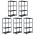 Set 5 bucati rafturi de depozitare, negru, 60 x 30 x 138 cm