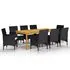  Set mobilier de grădină, 9 piese, negru