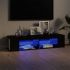 Comoda TV cu lumini LED, negru lucios, 135 x 39 x 30 cm