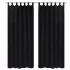 Draperii micro-satin cu bride, 2 buc, 140 x 225 cm, negru