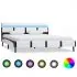  Cadru de pat cu LED, alb, 140 x 200 cm, piele ecologică