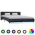  Cadru de pat cu LED, negru, 180 x 200 cm, piele ecologică 