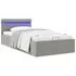  Cadru pat hidraulic ladă&LED gri deschis 100x200 cm textil 