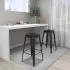  Scaune de bar stivuibile, 2 buc., negru, metal